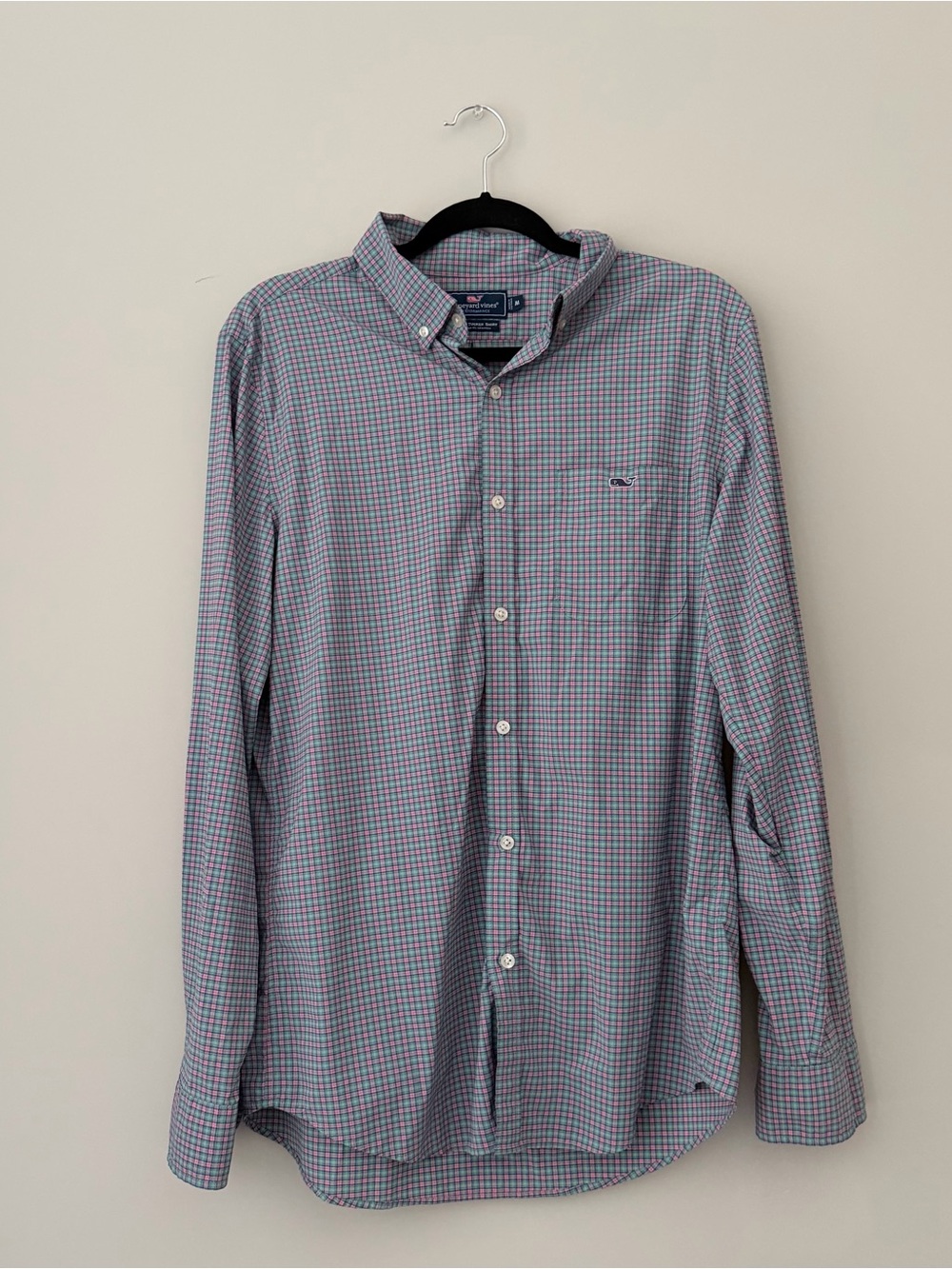 Vineyard Vines Blue and Pink Micro-Check Button-Down Shirt